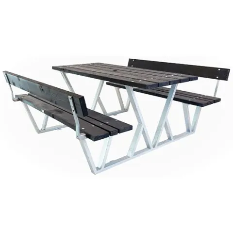 Extra rabatt Nova EW 50917-8 Eden Wood Picknickbord med ryggstöd Svart